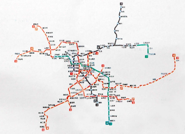 杭州地铁1,2,4,5,6,7号线线路图