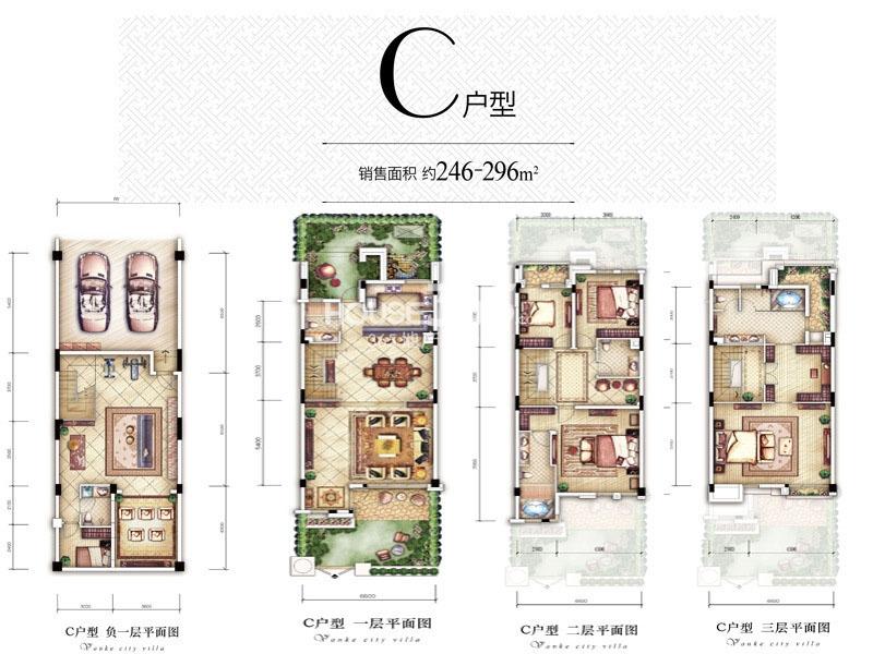 万科颐府联排双拼别墅c别墅5室5厅5卫1厨296.00横店栋独户型图片