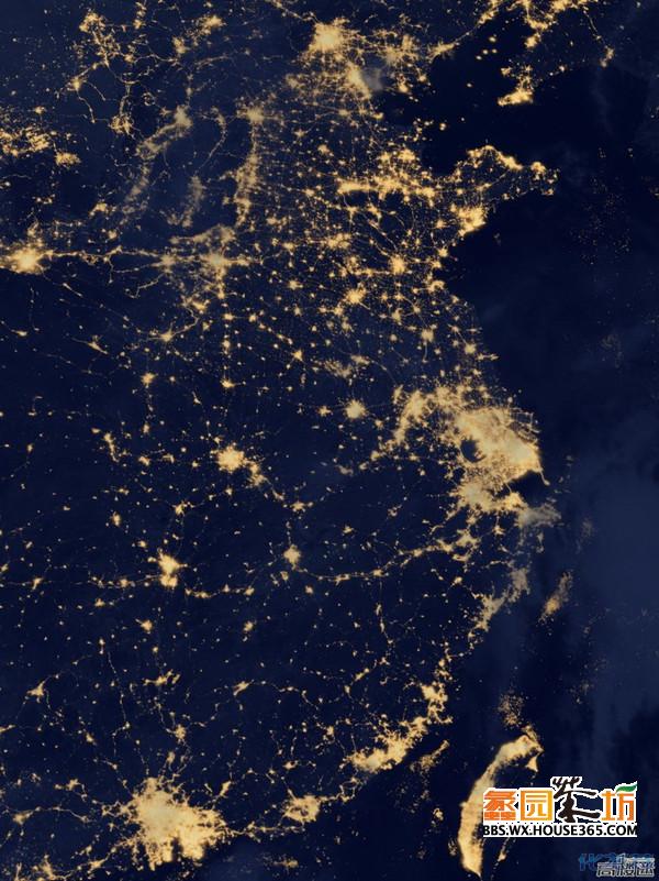 从夜间灯光图看地区发达程度,苏锡常实力不凡