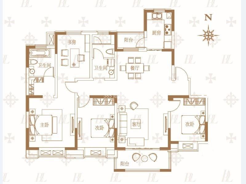 戶型圖 d戶型四室兩廳兩衛146